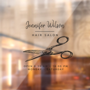 Elegant Retro Scissors  - Minimal Hairsalon Window