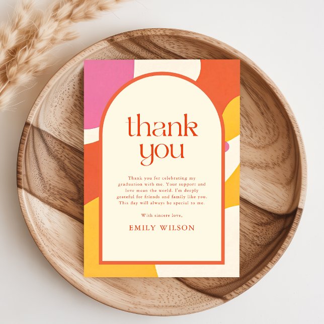 Elegant Retro Script Arch Frame Graduation Thank You Card (Creator Uploaded)