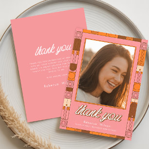 Elegant Retro Script Grad Photo Graduation Thank You Card