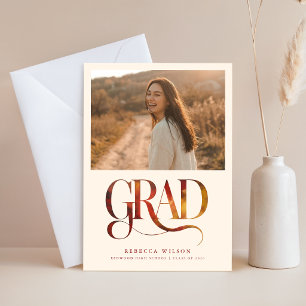 Elegant Retro Script Graduate Photo Graduation Announcement