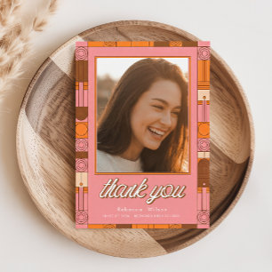 Elegant Retro Script Graduate Photo Graduation Thank You Card