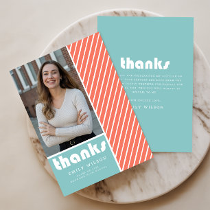 Elegant Retro Script Graduate Photo Graduation Thank You Card