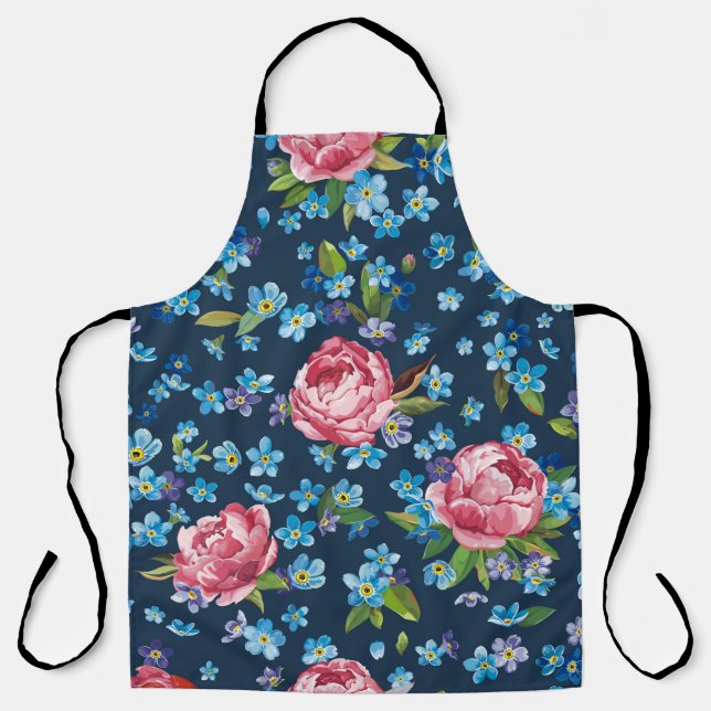 Elegant retro seamless pattern with pink peonies f apron (Front)