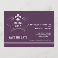 Elegant Retro Style Fleur de Lis Save the Date