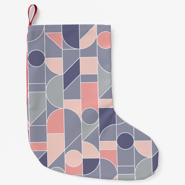 Elegant retro style rose and gray seamless pattern small christmas stocking (Front)