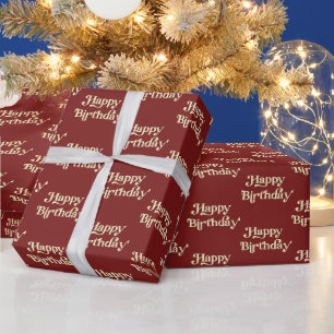 Elegant Retro Typography Happy Birthday Wrapping Paper