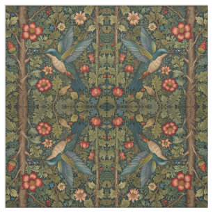 Elegant retro vintage hummingbird art fabric