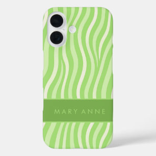 Elegant Retro Wavy Vertical Stripes iPhone 16 Case