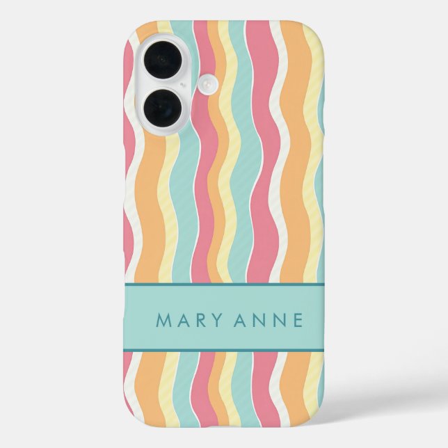 Elegant Retro Wavy Vertical Stripes  Case-Mate iPhone Case (Back)