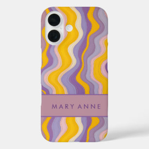 Elegant Retro Wavy Vertical Stripes iPhone 16 Case