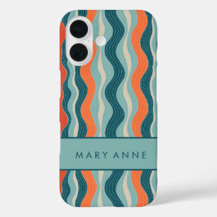 Elegant Retro Wavy Vertical Stripes  iPhone 16 Case