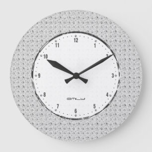 Elegant Retro White Glitter And Sparkles 2 Large Clock