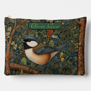 Elegant retro woodland bird  accessory pouch