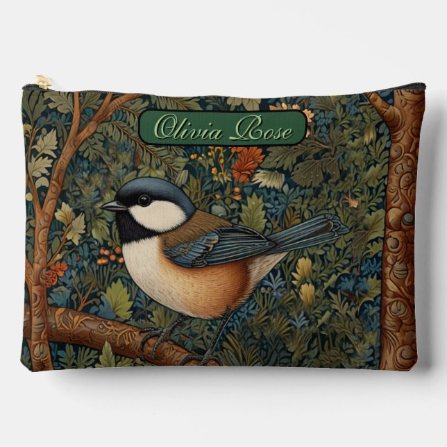 Elegant retro woodland bird  accessory pouch (Front)