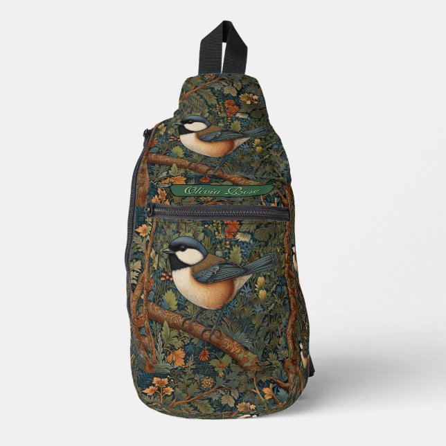 Elegant retro woodland bird  sling bag (Front)