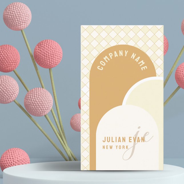 Elegant Retro Yellow Gingham Business Card (Creator Uploaded)