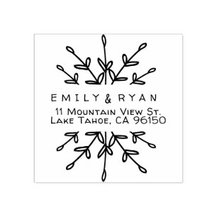 Elegant Return Address Label with Branches Rubber  Stamp