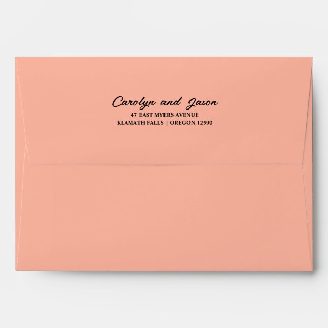 Elegant Return Address Simple Script Pink Envelope (Back (Top Flap))