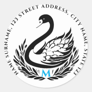 Elegant Return Label Address Sticker with Monogram