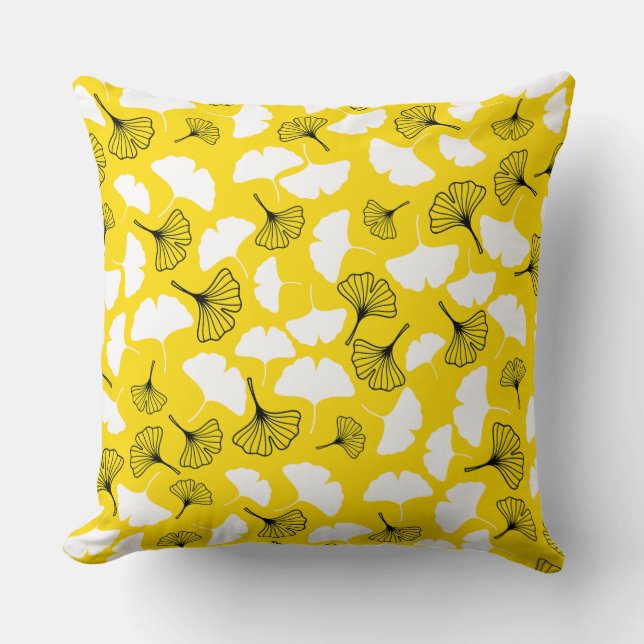 Elegant Reversible Ginkgo Biloba Art Pattern - Vib Cushion (Front)