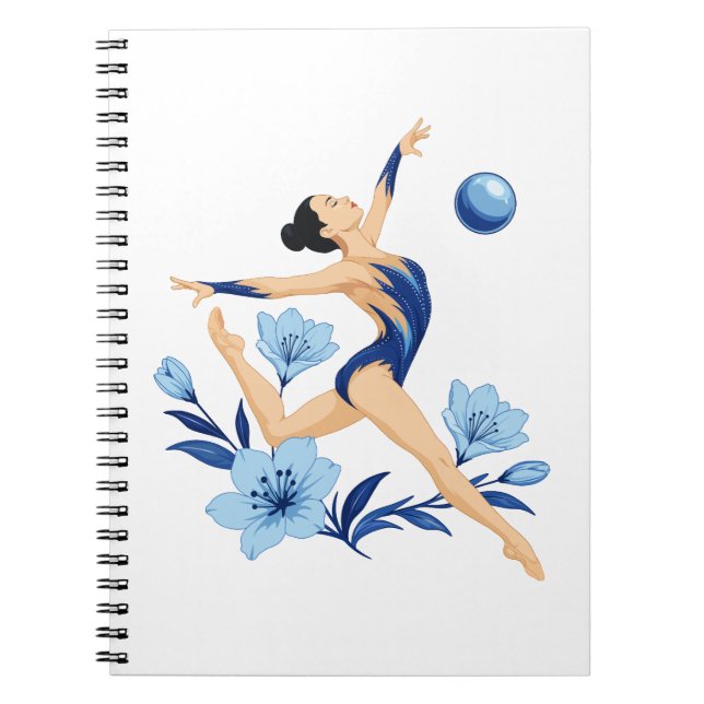 Elegant Rhythmic Gymnast with Flowers  Notebook (Front)