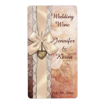 Elegant Ribbon and Floral Wedding Mini Wine Labels
