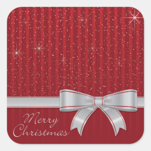 Elegant ribbon and stars square sticker
