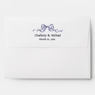 Elegant Ribbon & Bow Romantic White & Navy Wedding Envelope