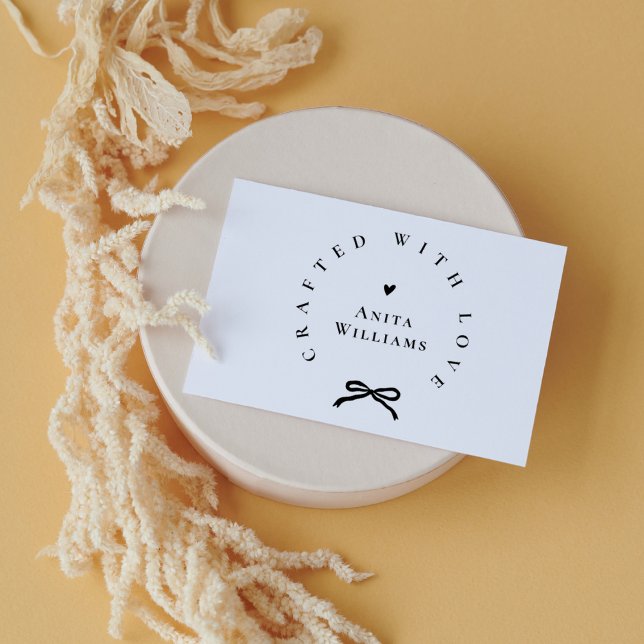 Elegant Ribbon Crafted With Love Business Name Rubber Stamp (Creator Uploaded)