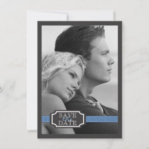 Elegant Ribbon Effect in Blue Save the Date
