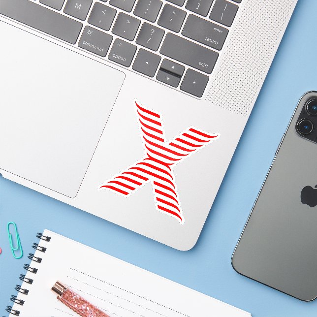 Elegant Ribbon line Letter X Monogram (Laptop w/ iPhone)