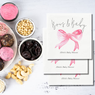 Elegant Ribbon Pink Bows and Baby Girl Baby Shower Napkin