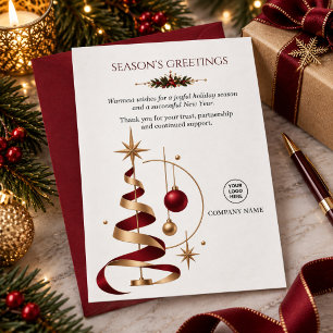 Elegant Ribbon Tree Corporate Christmas Holiday Card