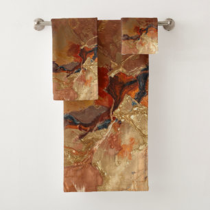 Elegant Rich Copper Patina Metallic gold  Bath Towel Set