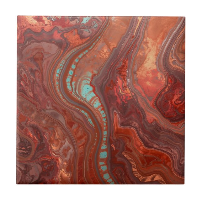 Elegant Rich Copper Patina Metallic gold  Ceramic Tile (Front)