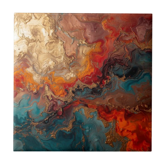 Elegant Rich Copper Patina Metallic gold  Ceramic Tile (Front)