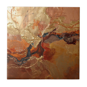 Elegant Rich Copper Patina Metallic gold Ceramic Tile