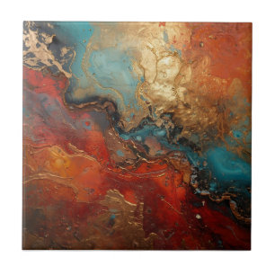 Elegant Rich Copper Patina Metallic gold  Ceramic Tile