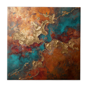 Elegant Rich Copper Patina Metallic gold  Ceramic Tile