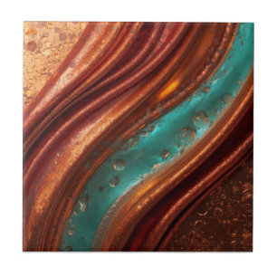 Elegant Rich Copper Patina Metallic gold Ceramic Tile
