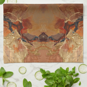 Elegant Rich Copper Patina Metallic gold Tea Towel