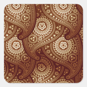 Elegant Rich Golden Paisley Square Sticker