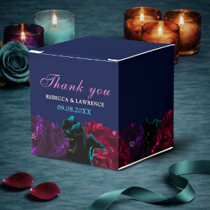 Elegant Rich Jewel Tone Floral Wedding Favour Box