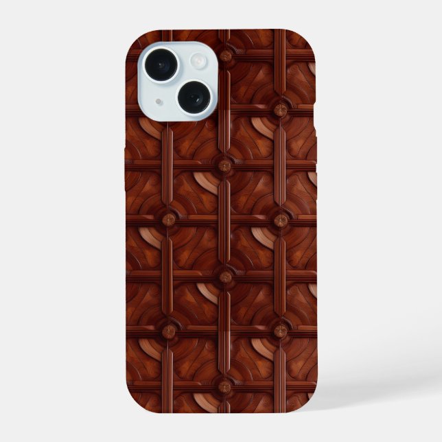 Elegant Rich Mahogany Personalised iPhone 15 Case (Back)