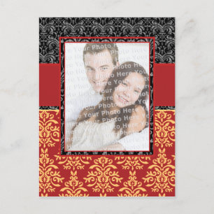 Elegant Rich Red Damask Customisable Postcard