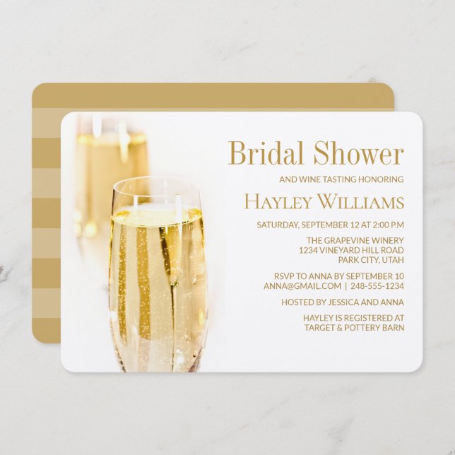 Elegant Rich Wine Tasting Bridal Shower Invitation (Front/Back)
