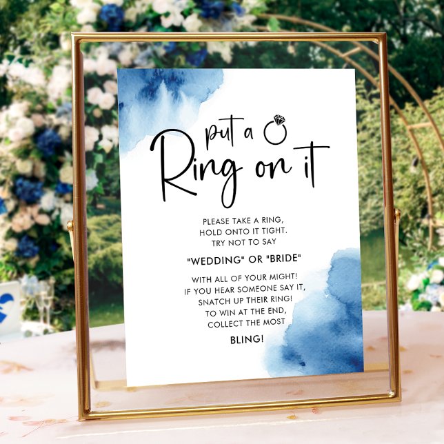 Elegant Ring Game Sign Blue Bridal Shower (Creator Uploaded)