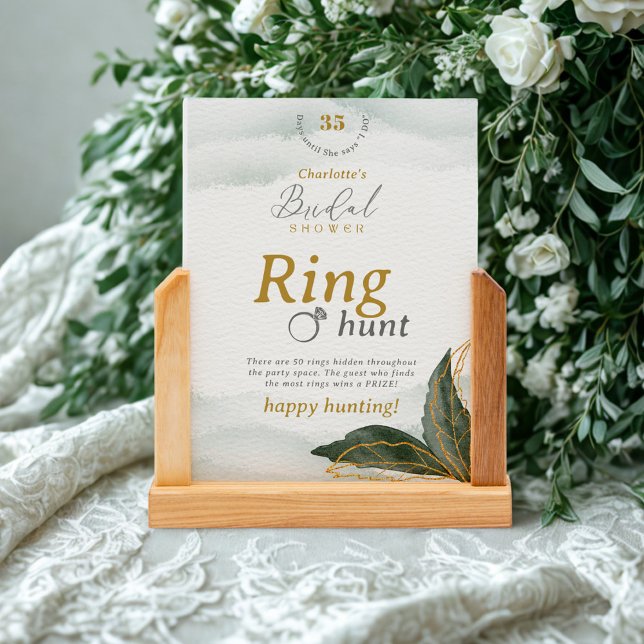 Elegant Ring Hunt Bridal Shower Game Tabletop Card (Creator Uploaded)