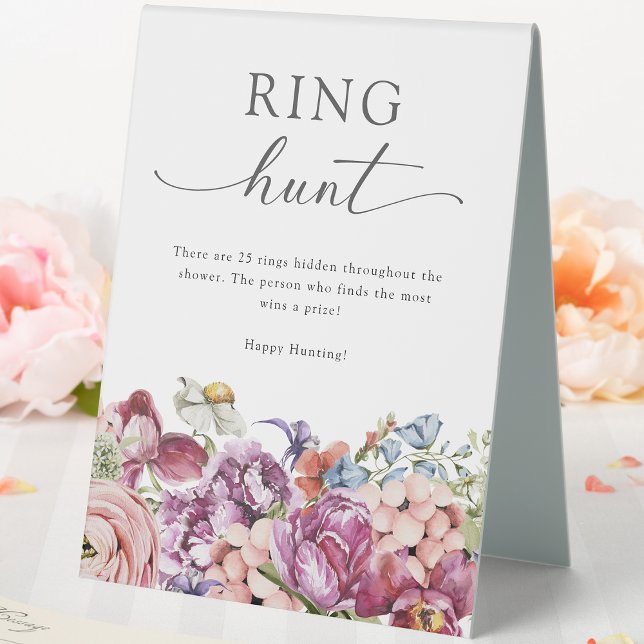 Elegant Ring Hunt Sign (Elegant Jewel Tone Wildflower Ring Hunt Sign by Painted Paperie
)