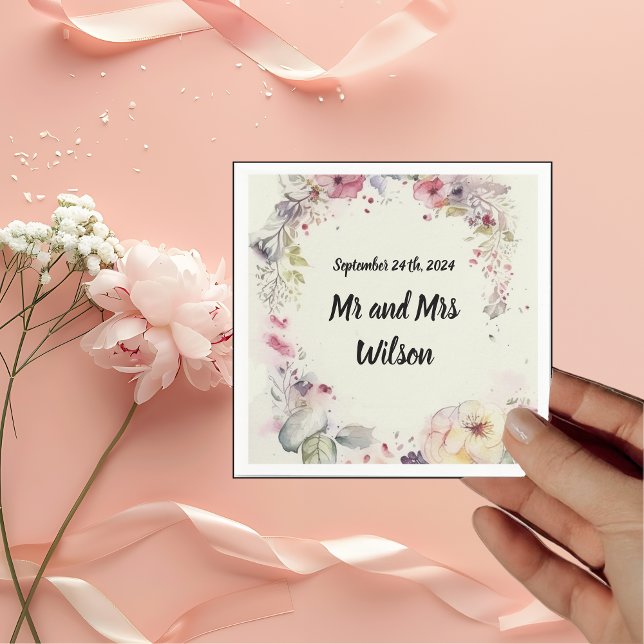 Elegant Ring of Flowers Water Colour Napkins (Creator Uploaded)